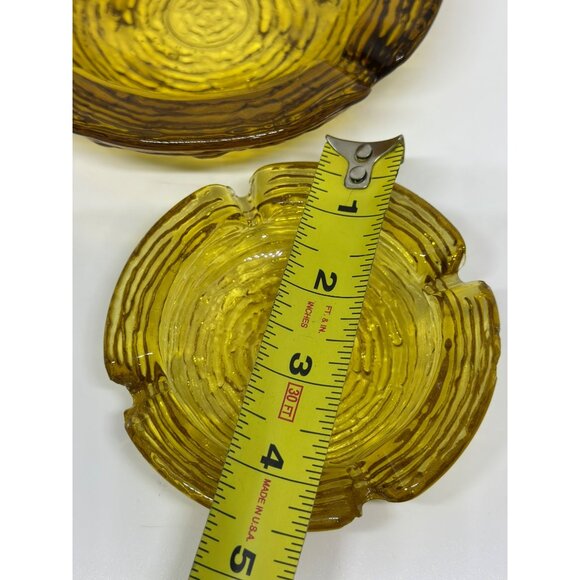 VTG 1970's Anchor Hocking Soreno Woodgrain Style Heavy Ashtray Amber Set of 2 - Picture 9 of 10
